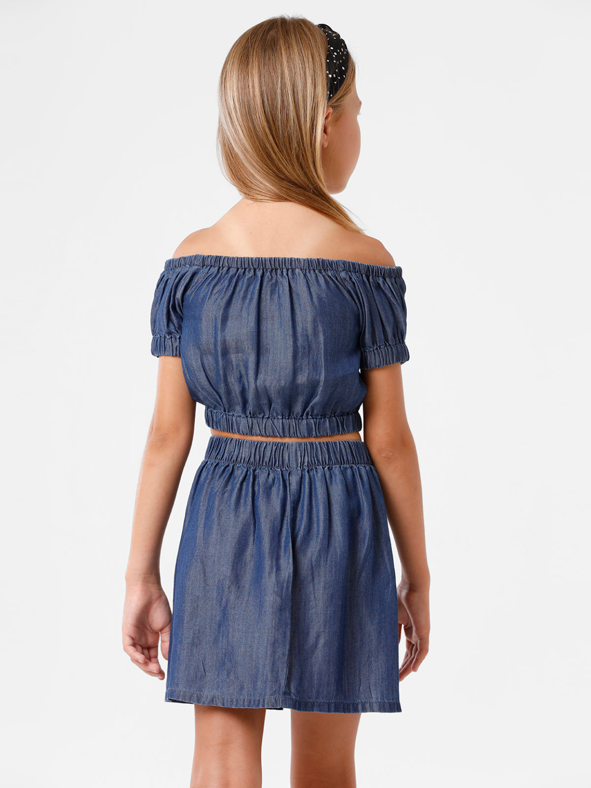 Denim Crop Top with Off Shoulder