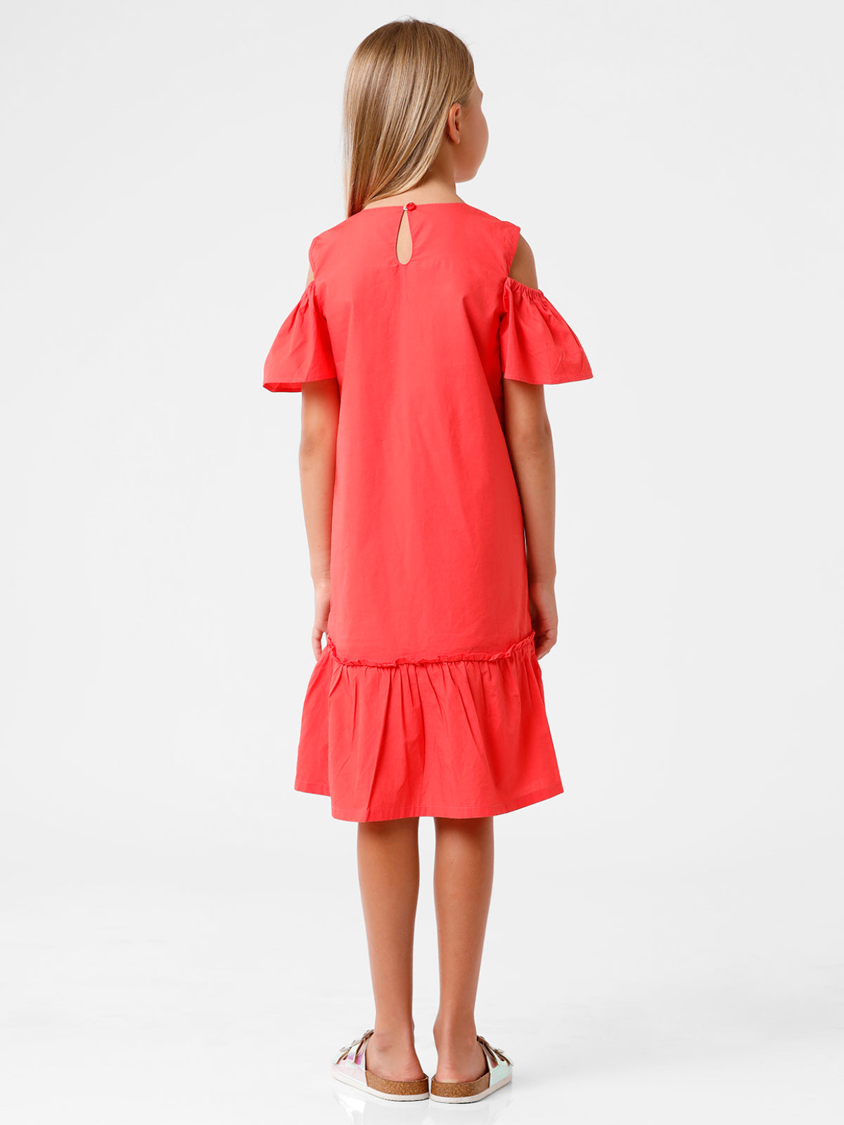 Cold Shoulder Dress with Embroidery