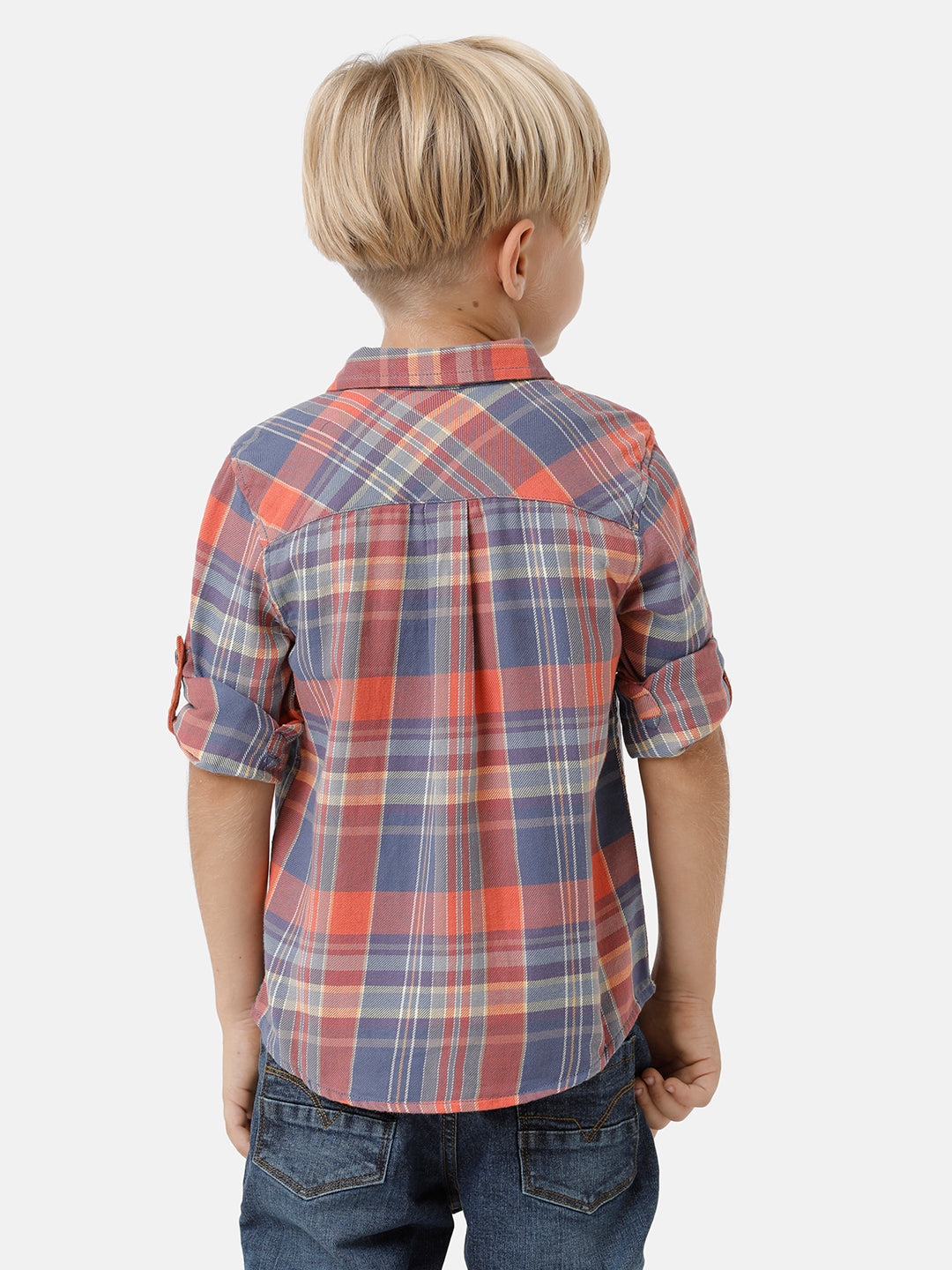 Boy's checked shirt with contrast pocket