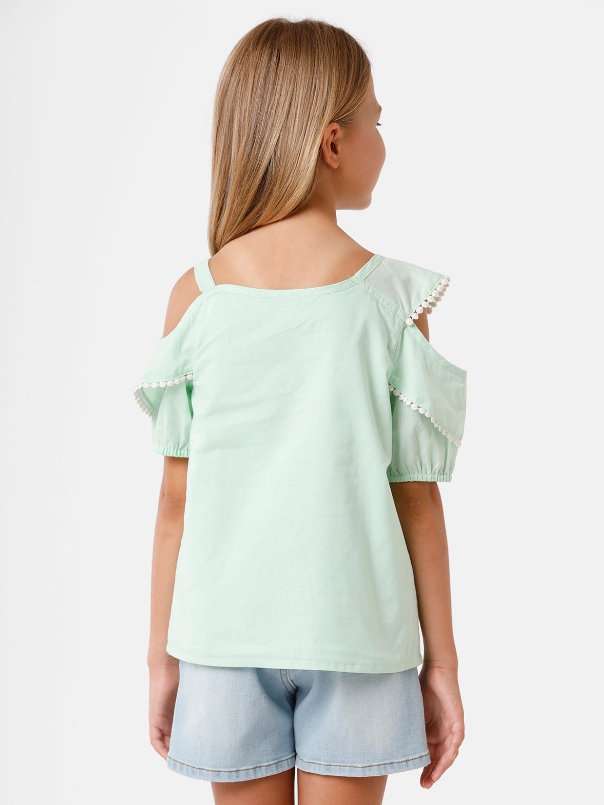 Cold Shoulder Top with Flower Detailing