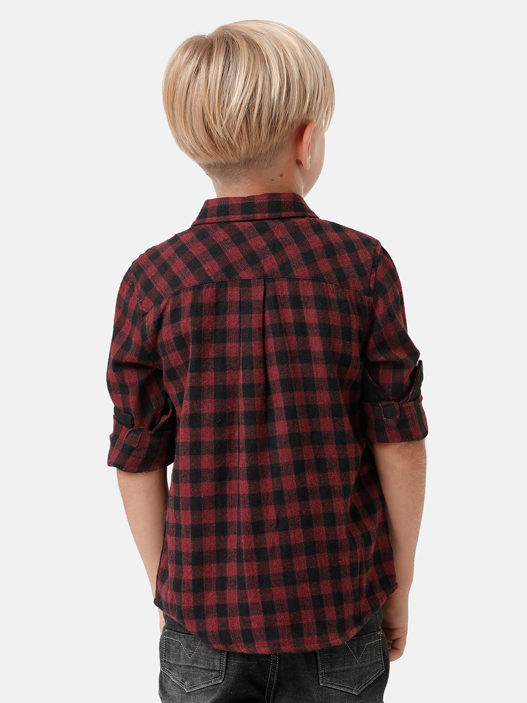 Boys Flannel Checked Shirt with Contrast Pocket