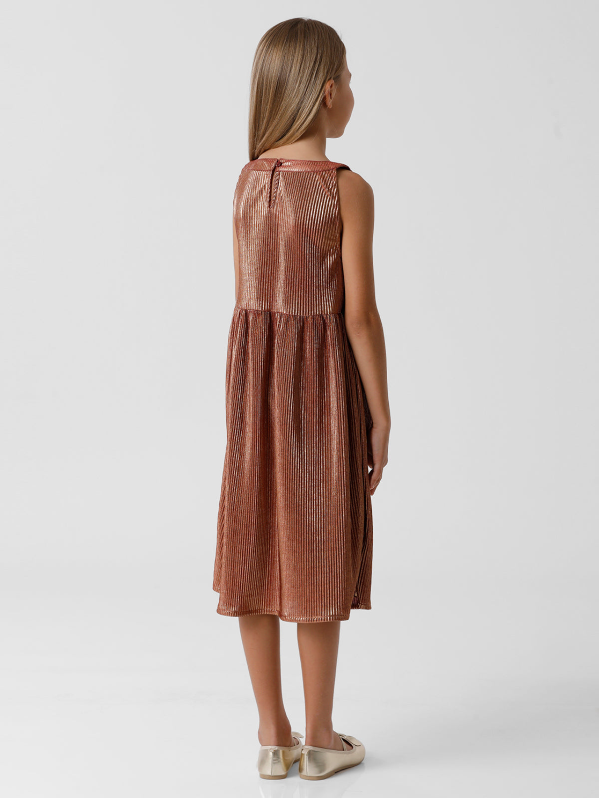 Brown Pleated Fabric Dress