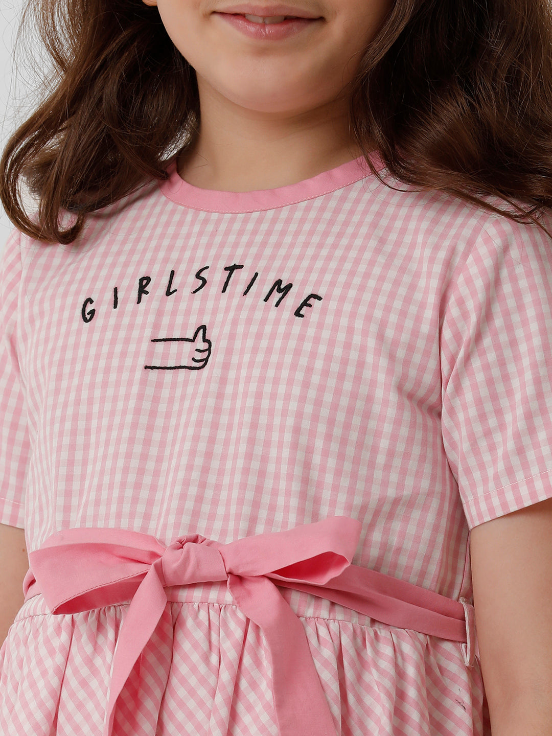 Girls Gingham Checked Flared Dress