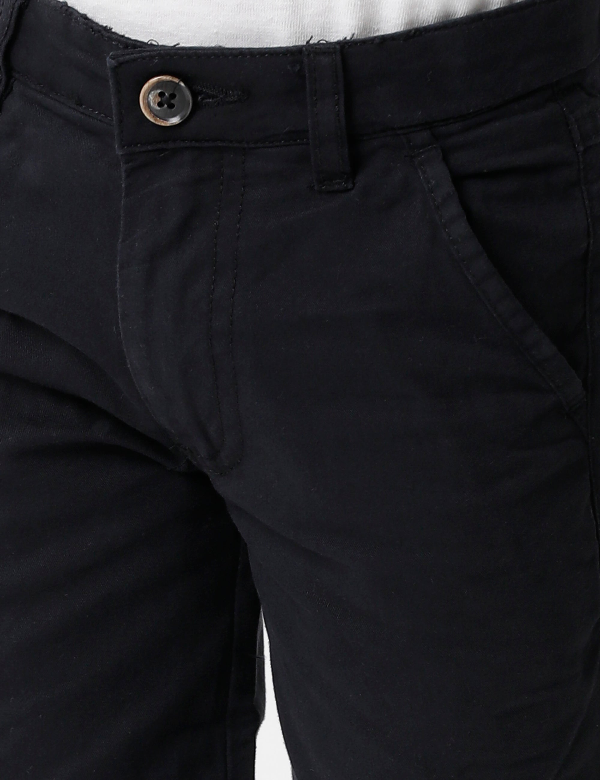 Black Cotton Chino Shorts