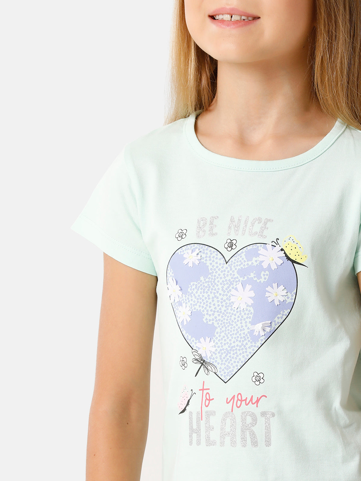 Simple Blue T-Shirt with Print