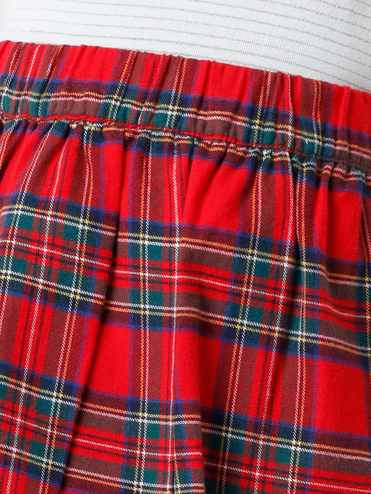 Red Checked Knee Length Skirt