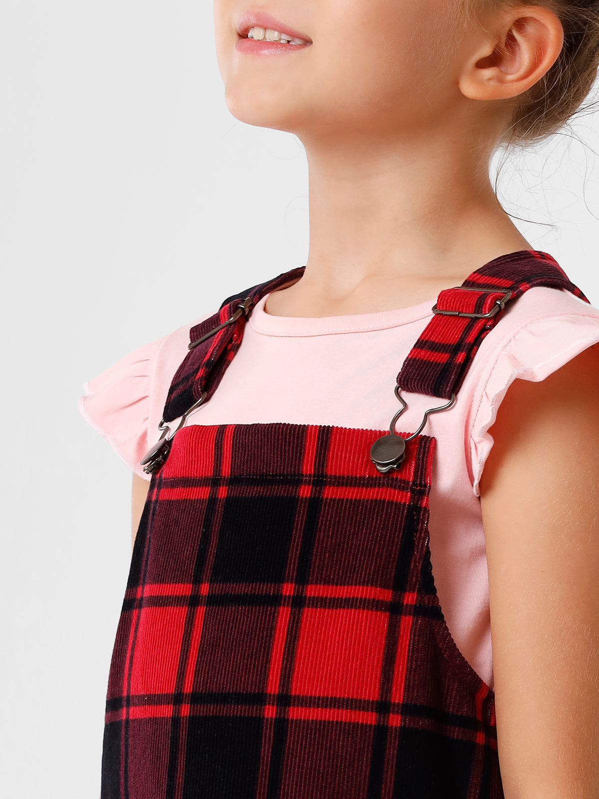Red and Black Checks Cordrouy Pinafore Dress