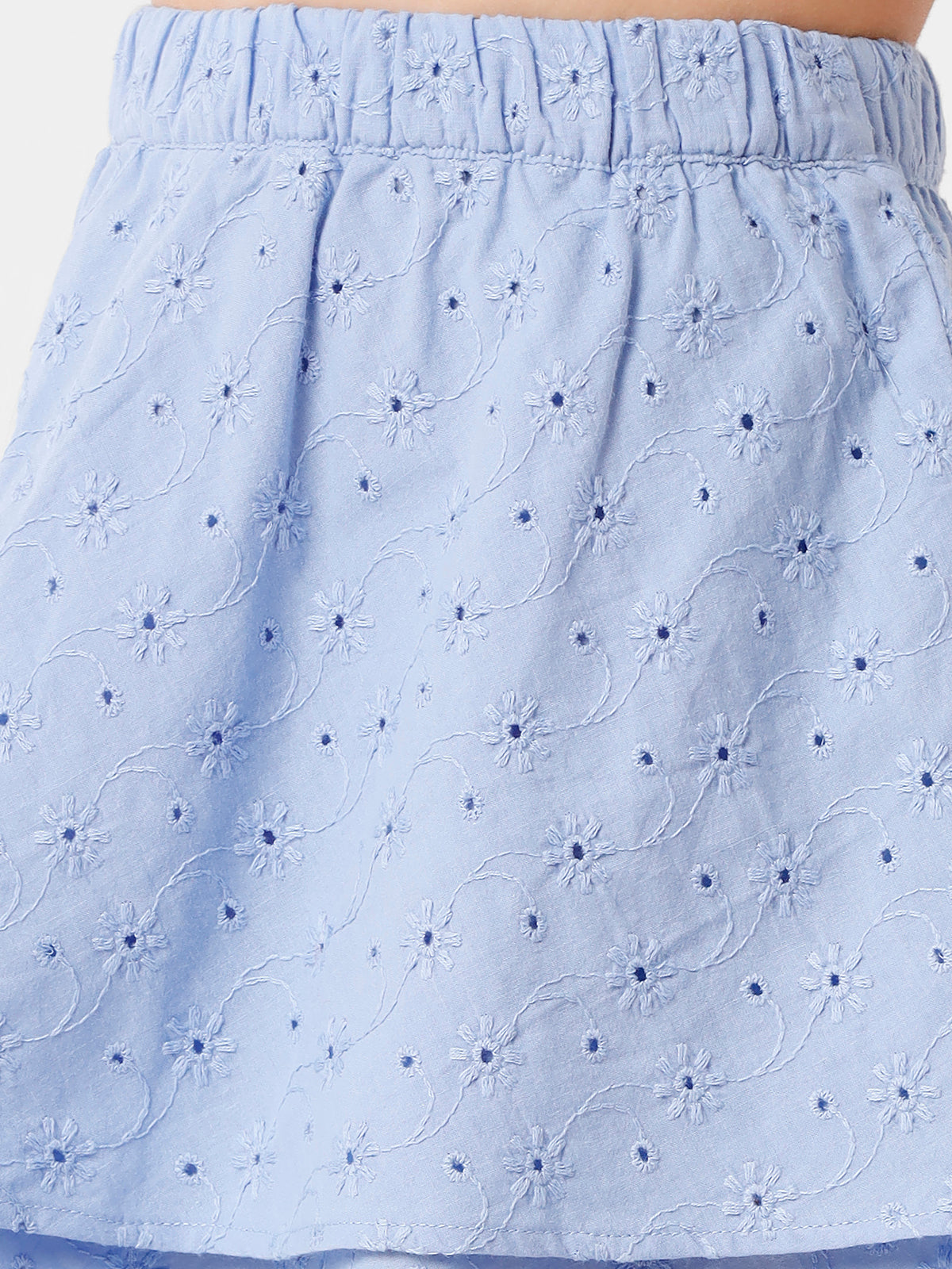Blue Knee Length Layered Skirt