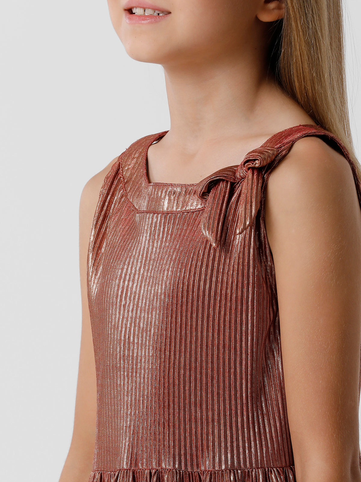 Brown Pleated Fabric Dress