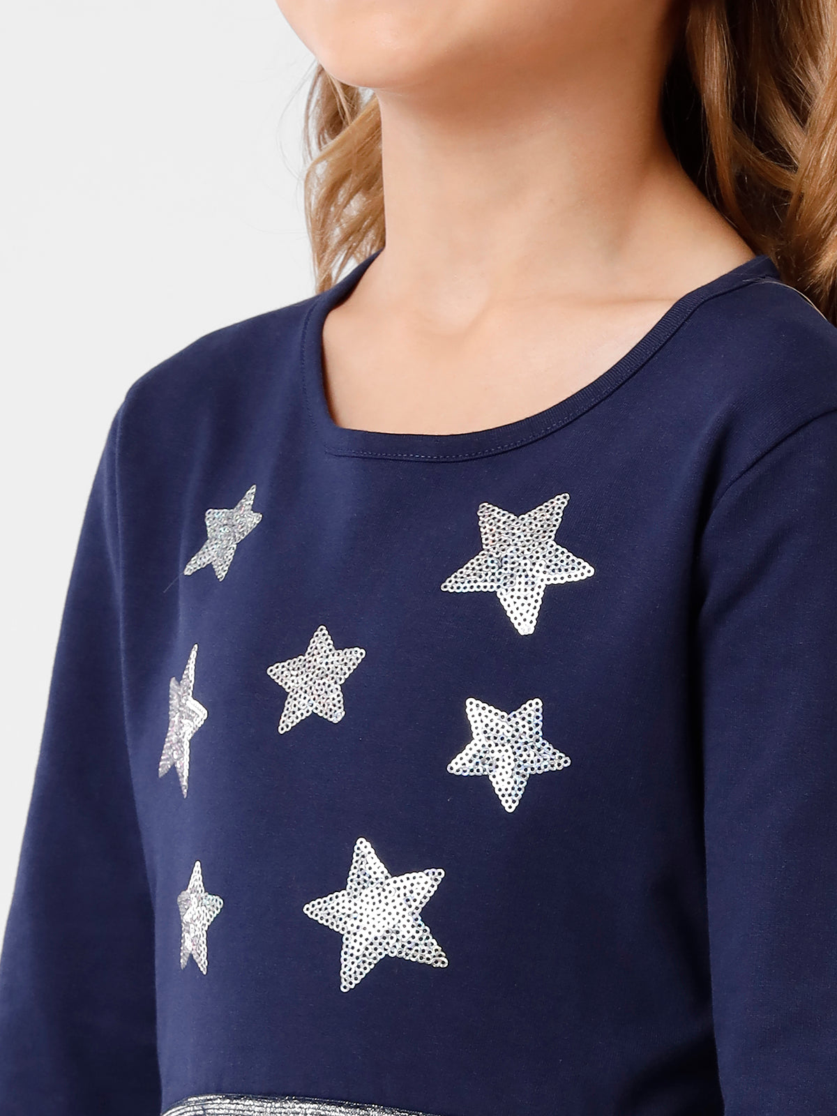 Net Dress with Star Embellishment
