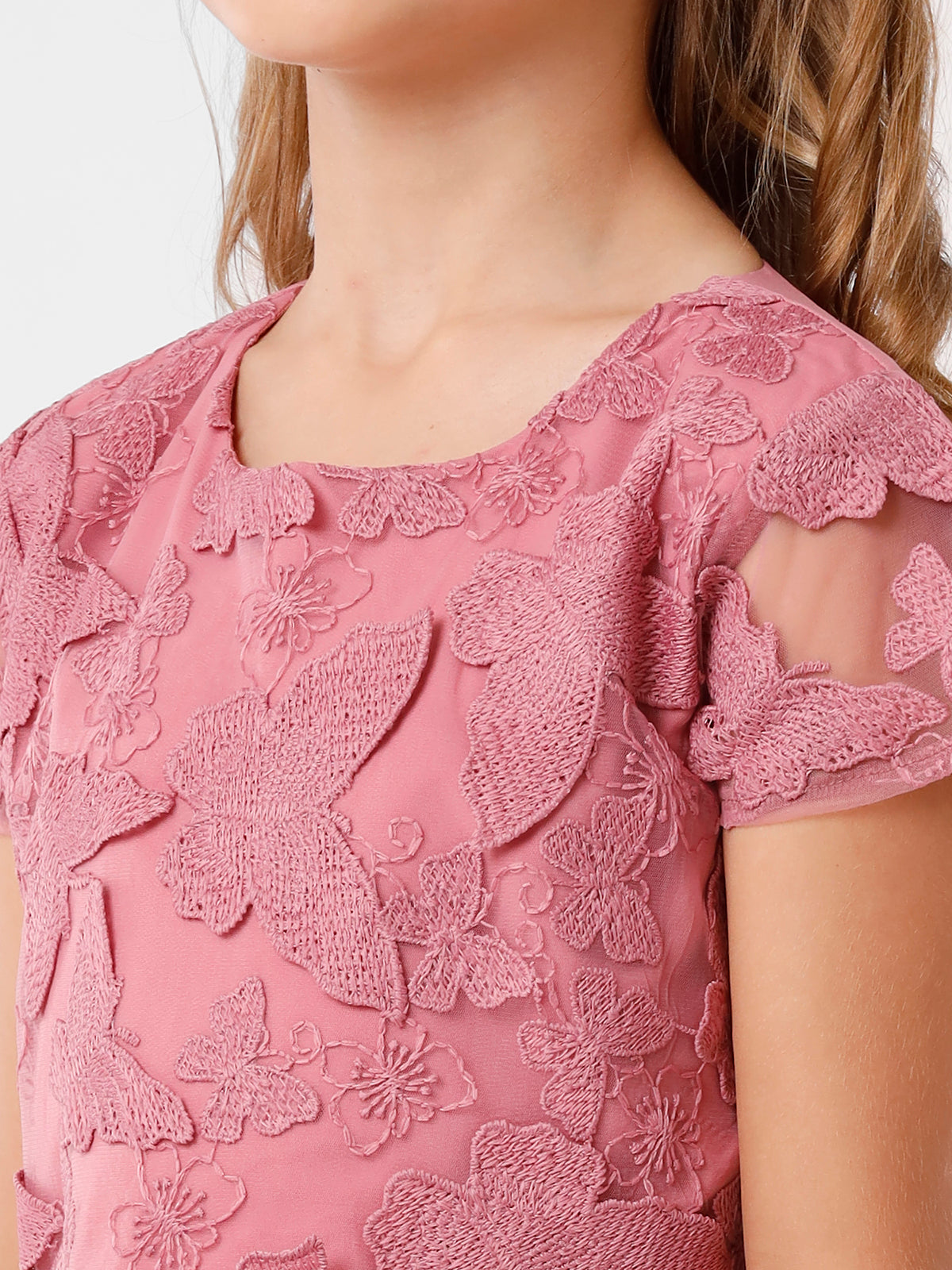 Butterfly Lace Dress with Belt