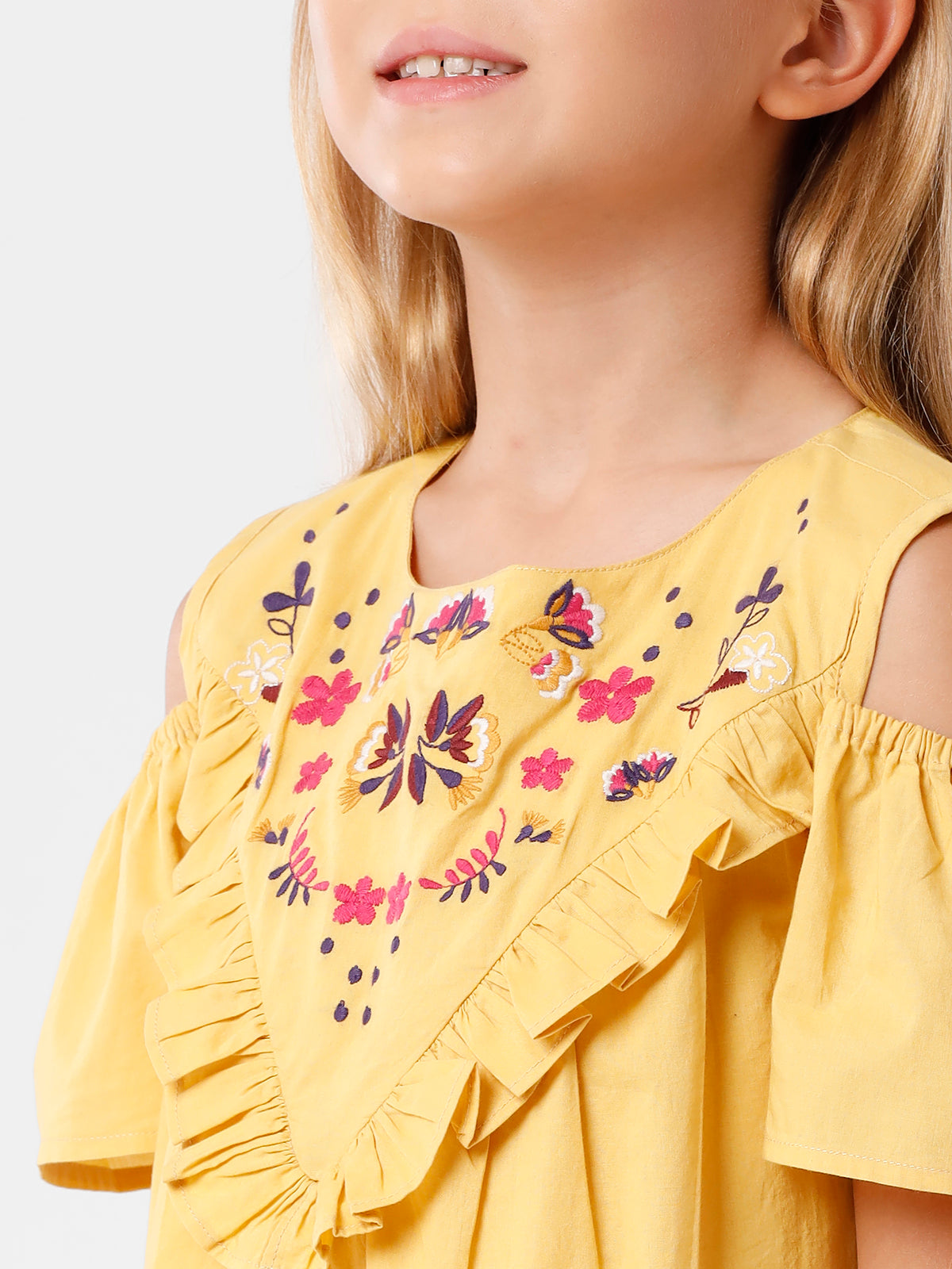 Cold Shoulder Dress with Embroidery