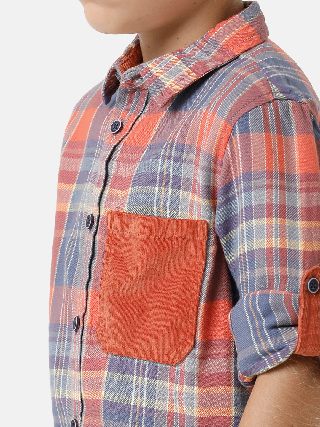 Boy's checked shirt with contrast pocket
