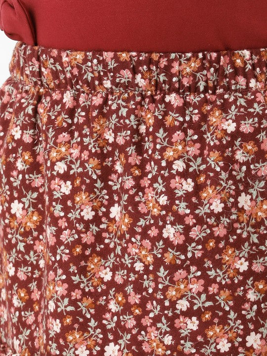 Girls Floral Printed Skirt