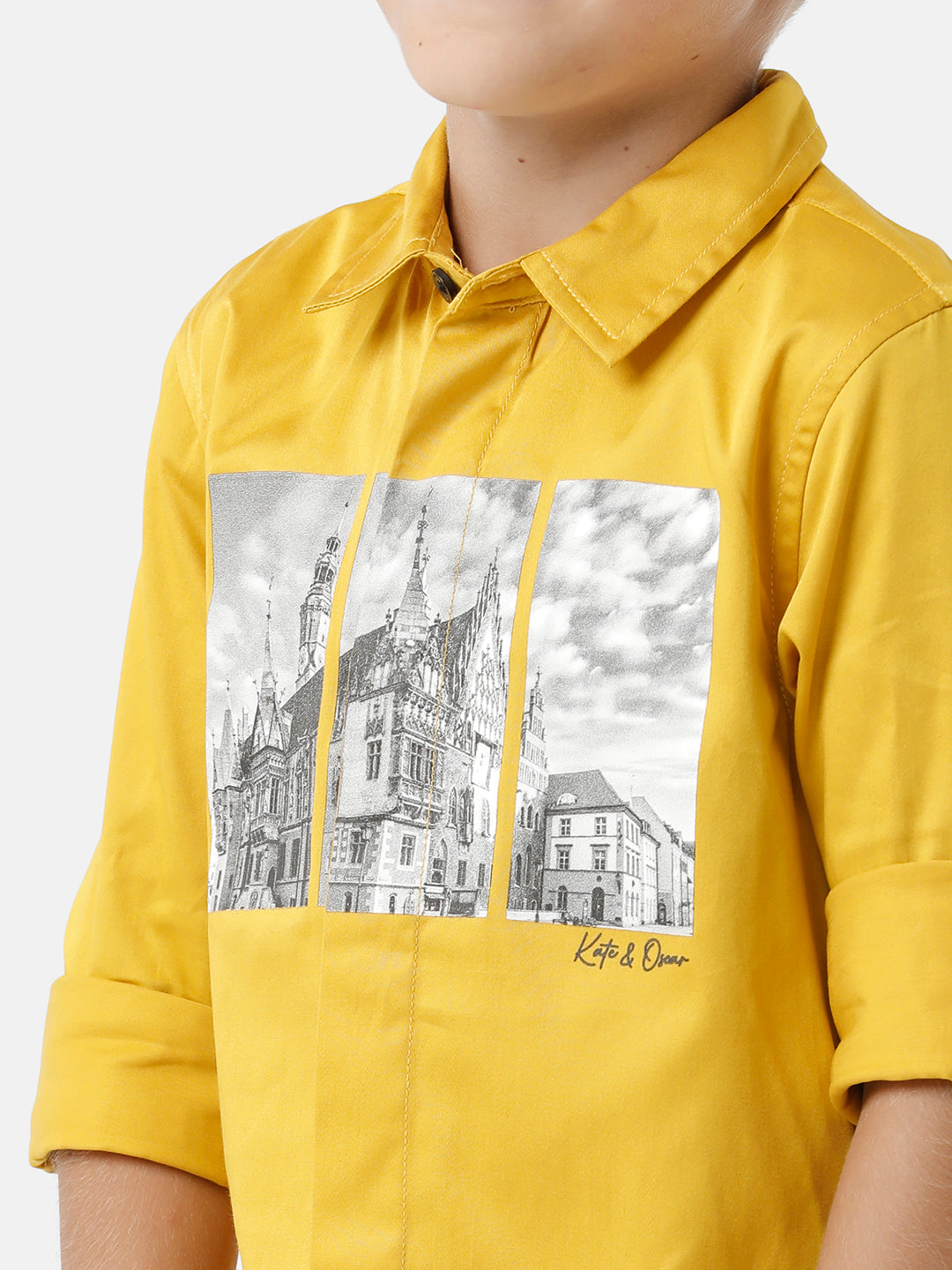Boys Chest Printed Party Wear Shirt