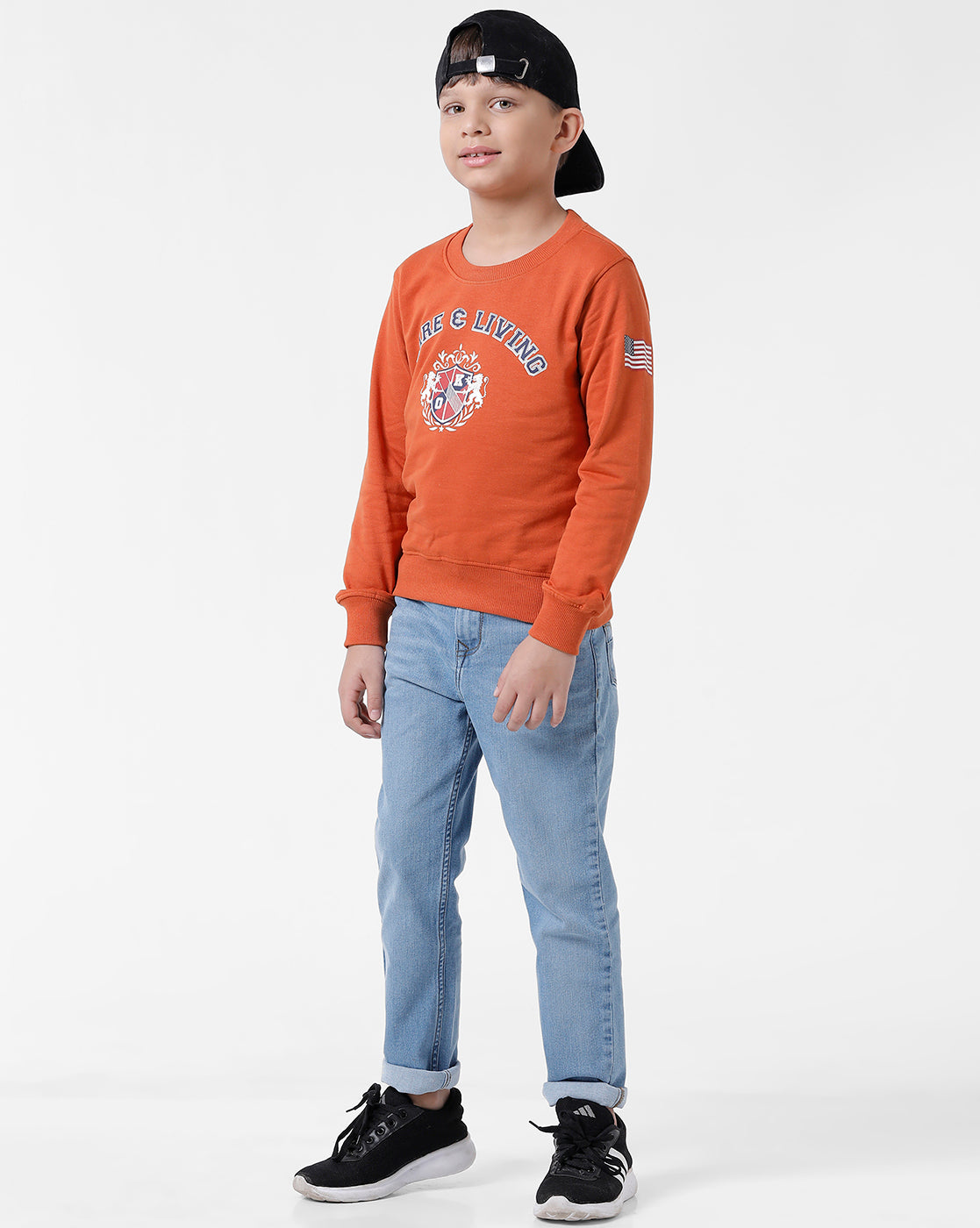 Orange Printed Sweatshirt