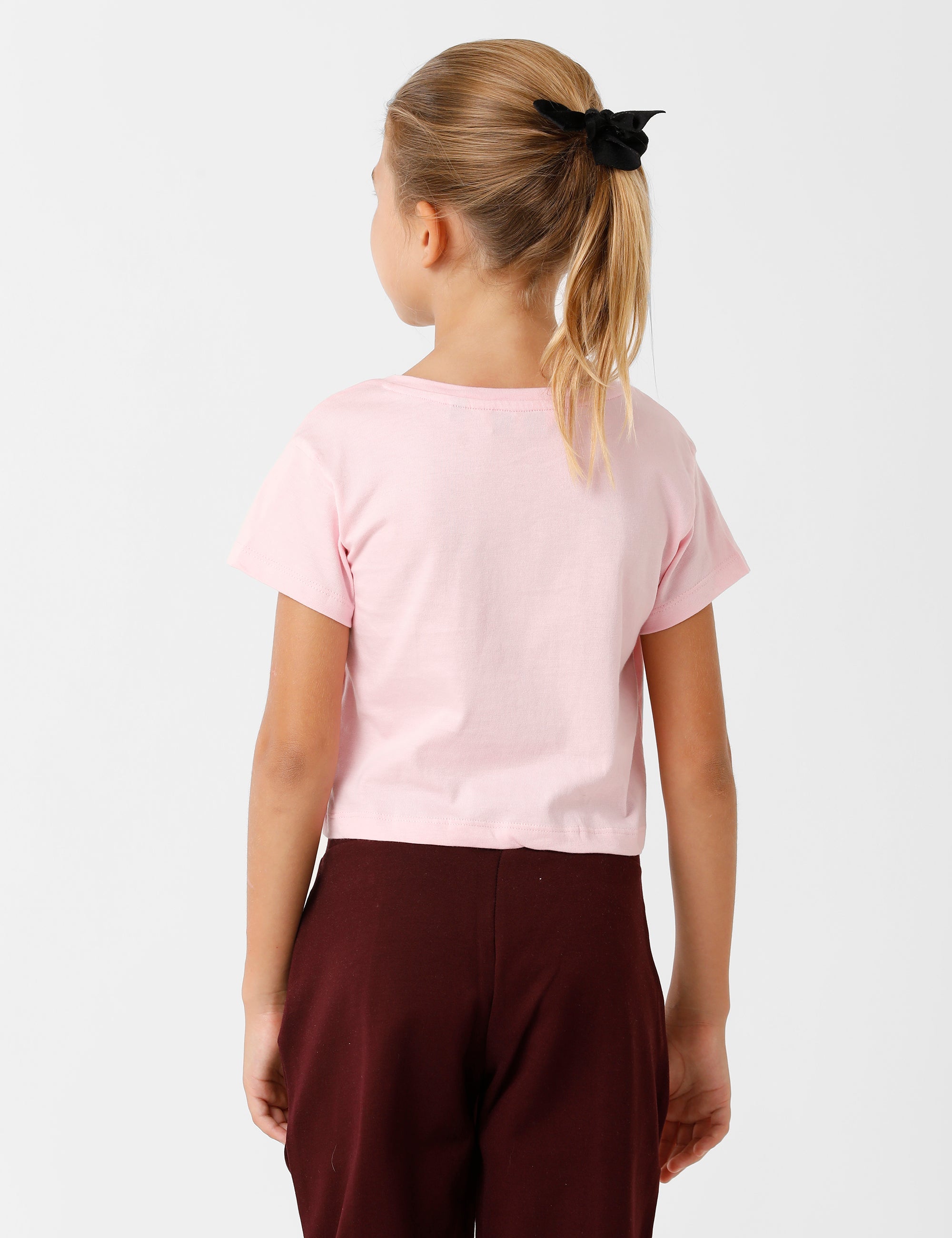 Printed Cotton Candy Pink Crop T-Shirt