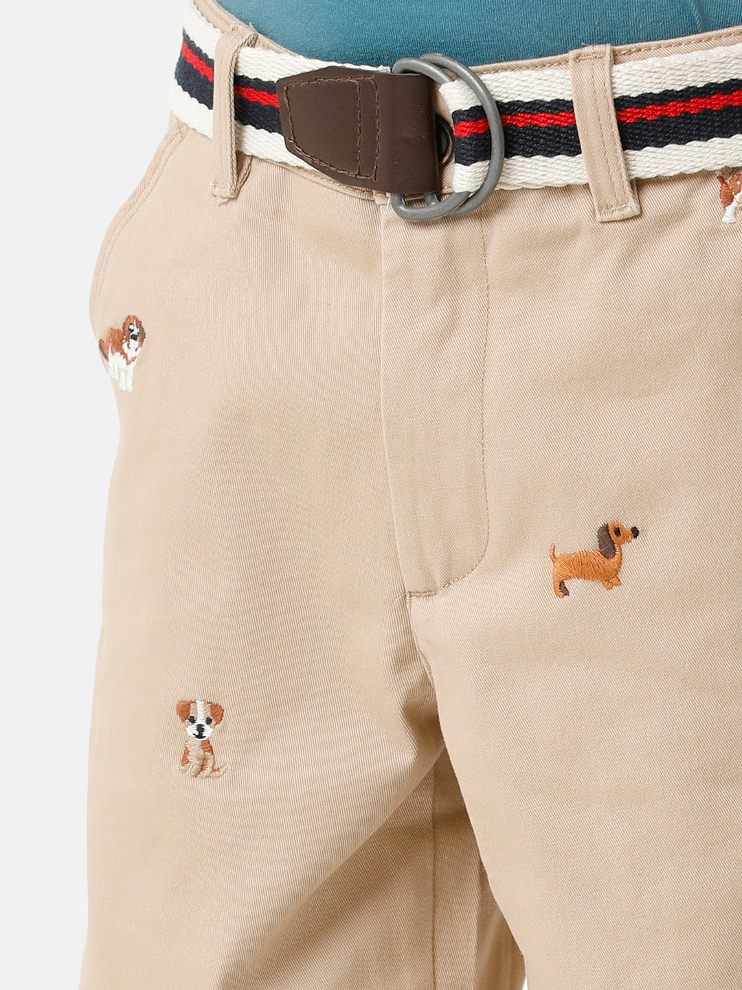 Boys Embroidered Shorts with Belt