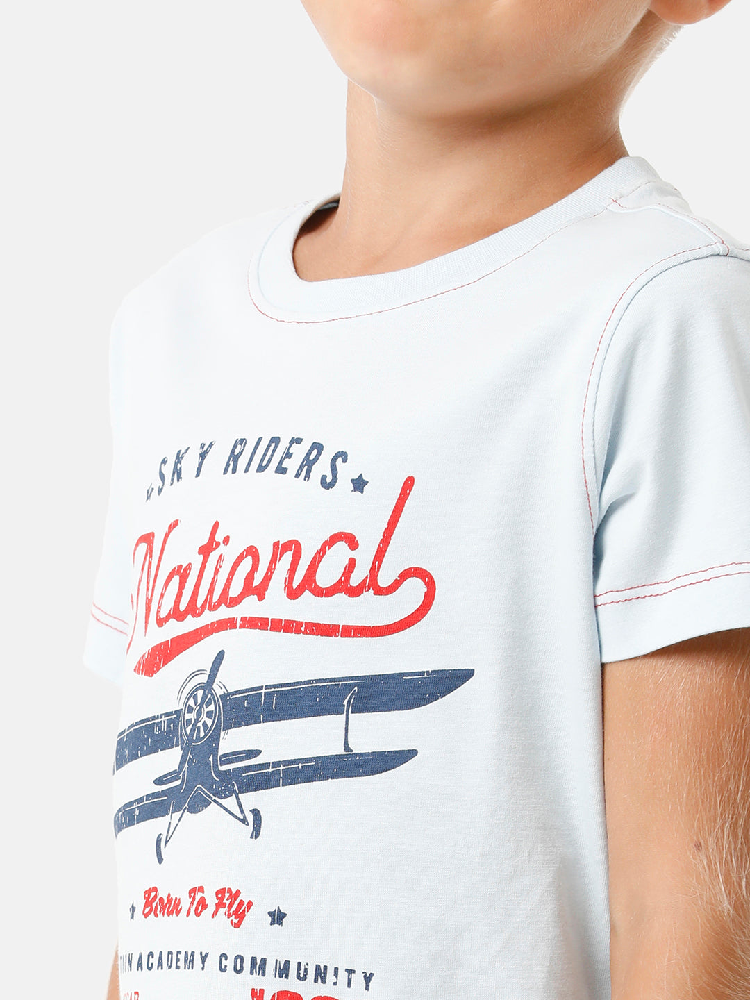 Boys Placement Printed T-shirt with Contrast Stitching