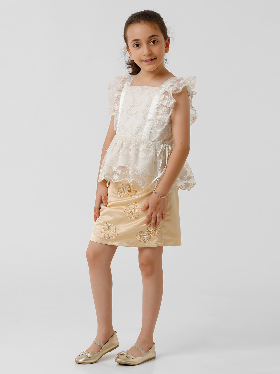Girls Scalap Embroidered Top