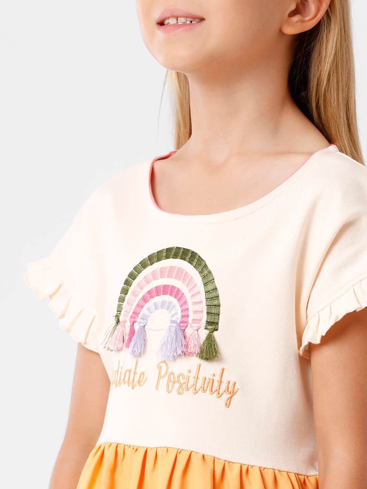 Knit Embellished Dress with Net