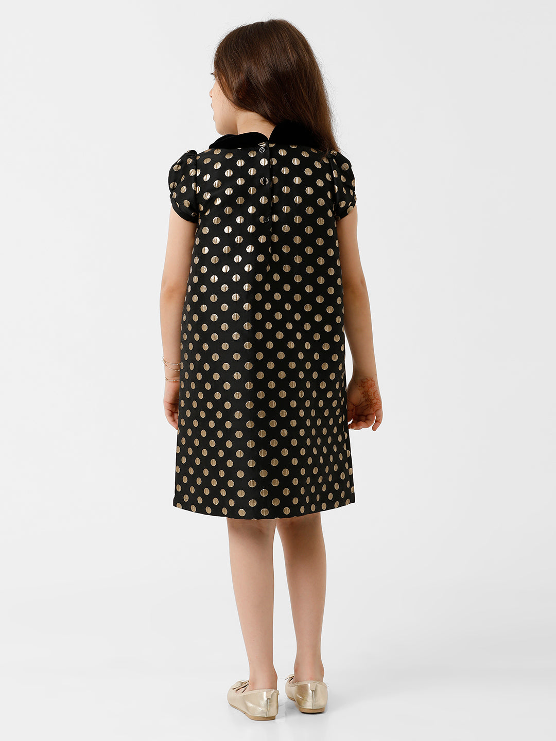 Girls Golden Phulka Party Wear Dress