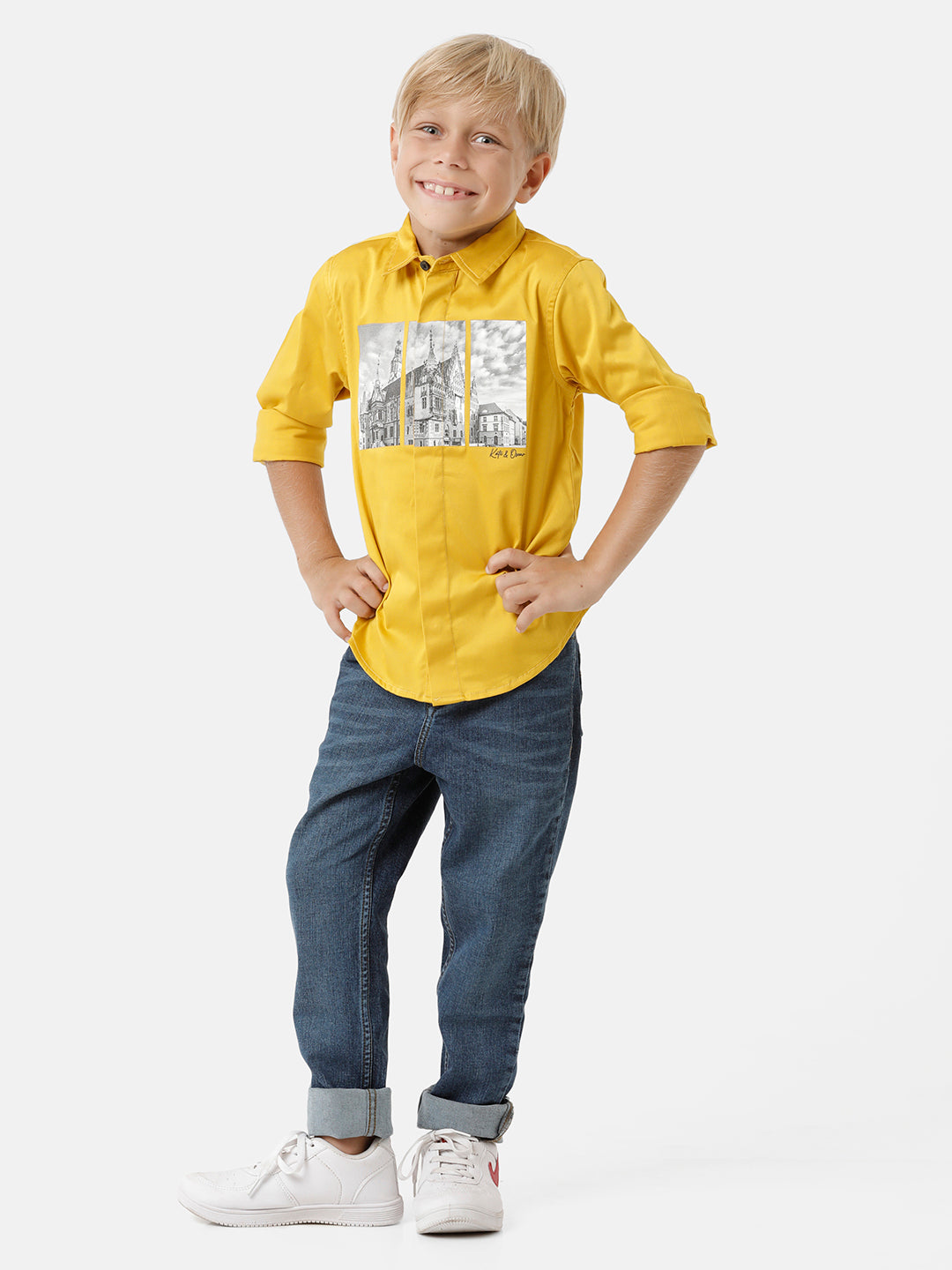 Boys Chest Printed Party Wear Shirt