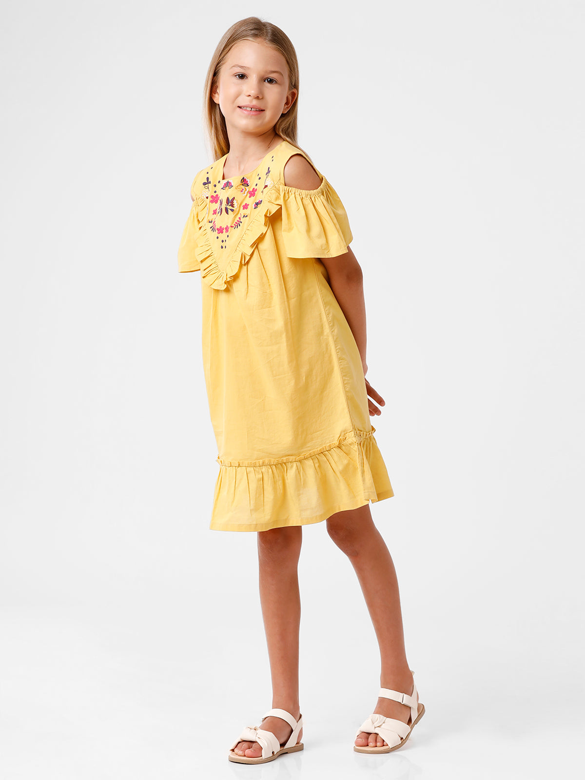 Cold Shoulder Dress with Embroidery