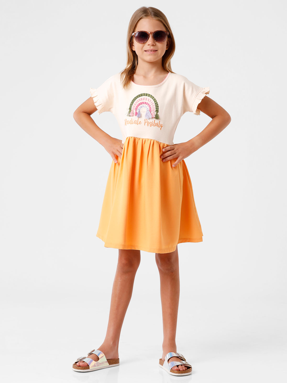 Knit Embellished Dress with Net