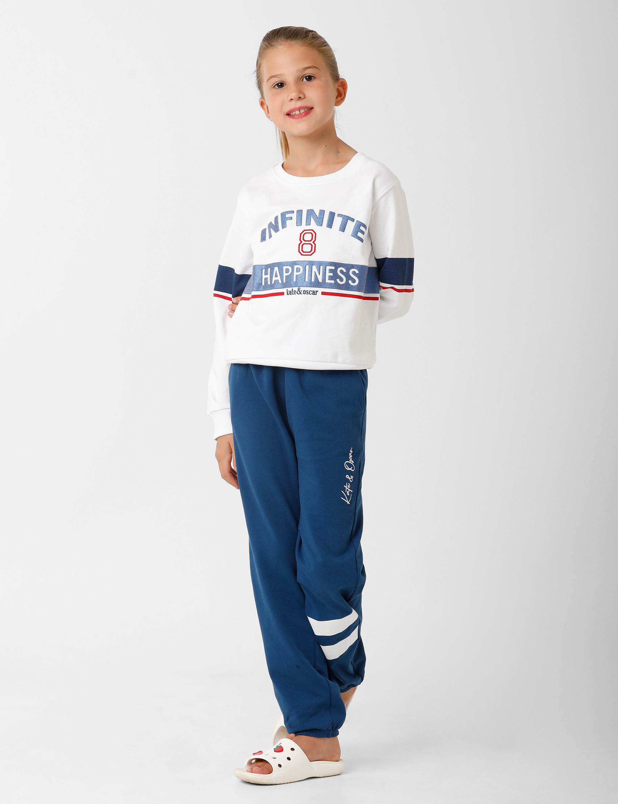 Navy Signature Embroidered Track Pant