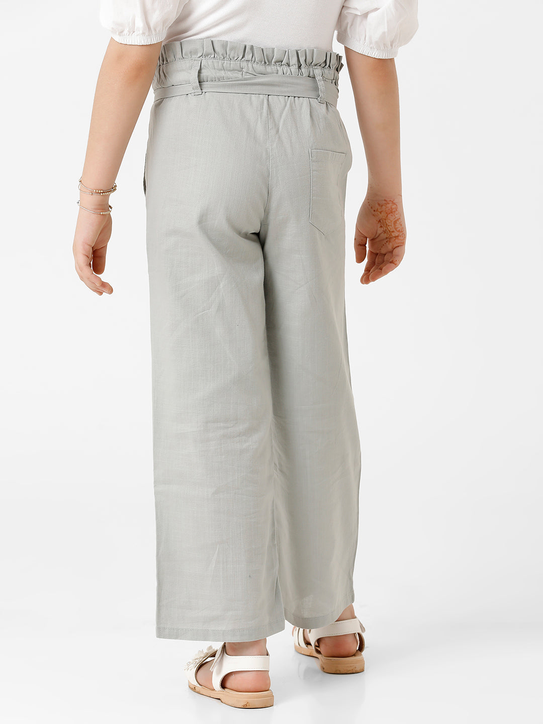 Girls High Rise Pleated Trouser