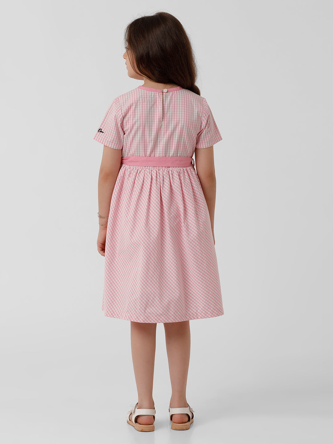 Girls Gingham Checked Flared Dress