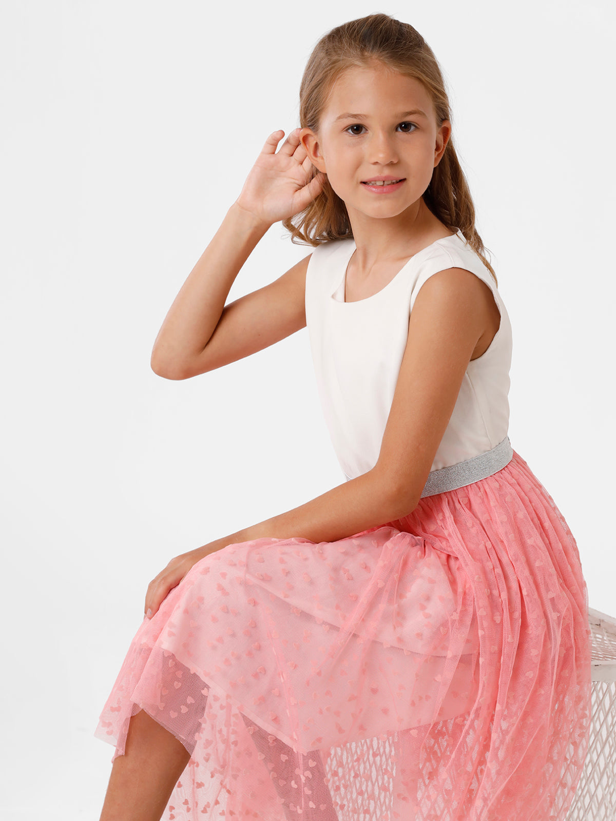 White & Pink Net Dress
