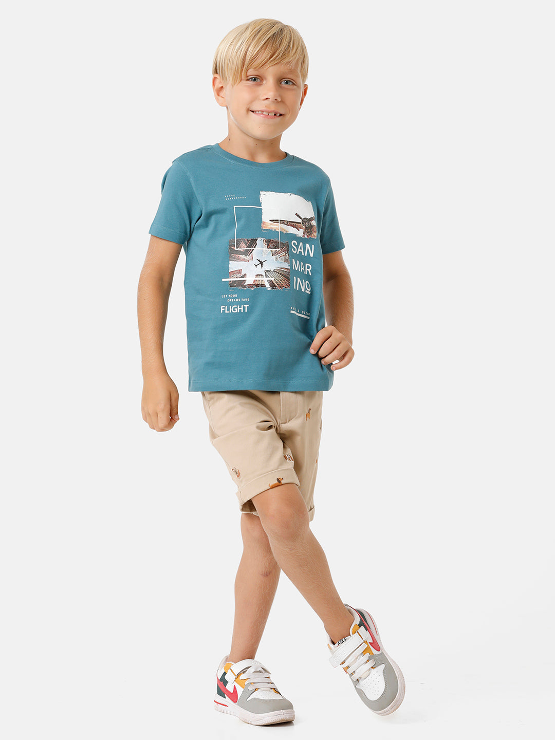 Boys Embroidered Shorts with Belt