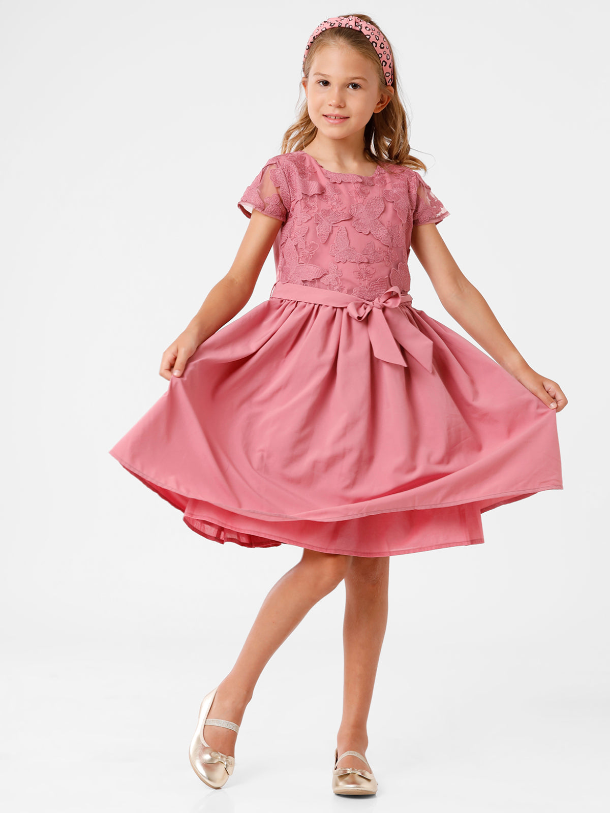 Butterfly Lace Dress with Belt