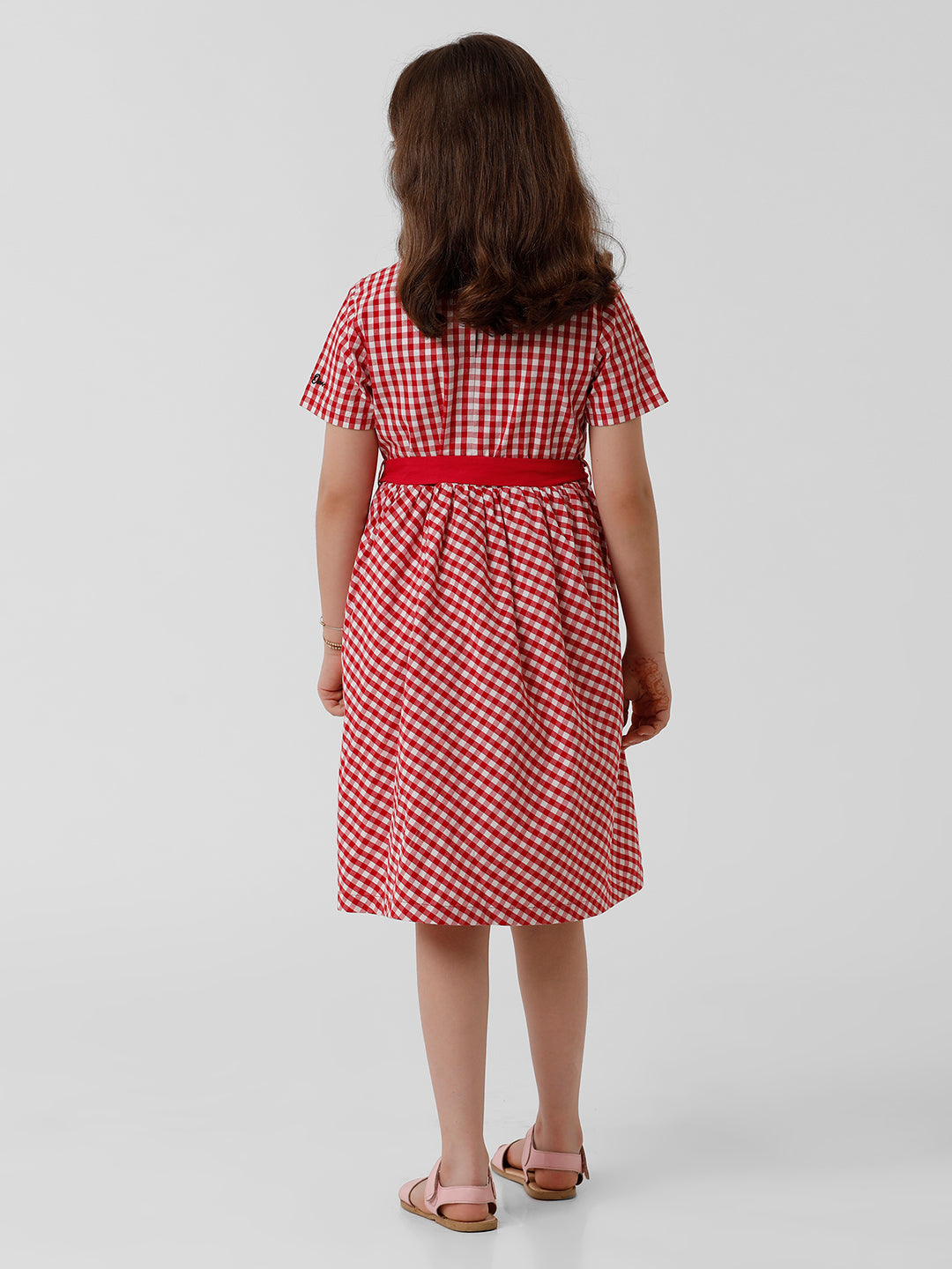 Girls Gingham Checked Flared Dress