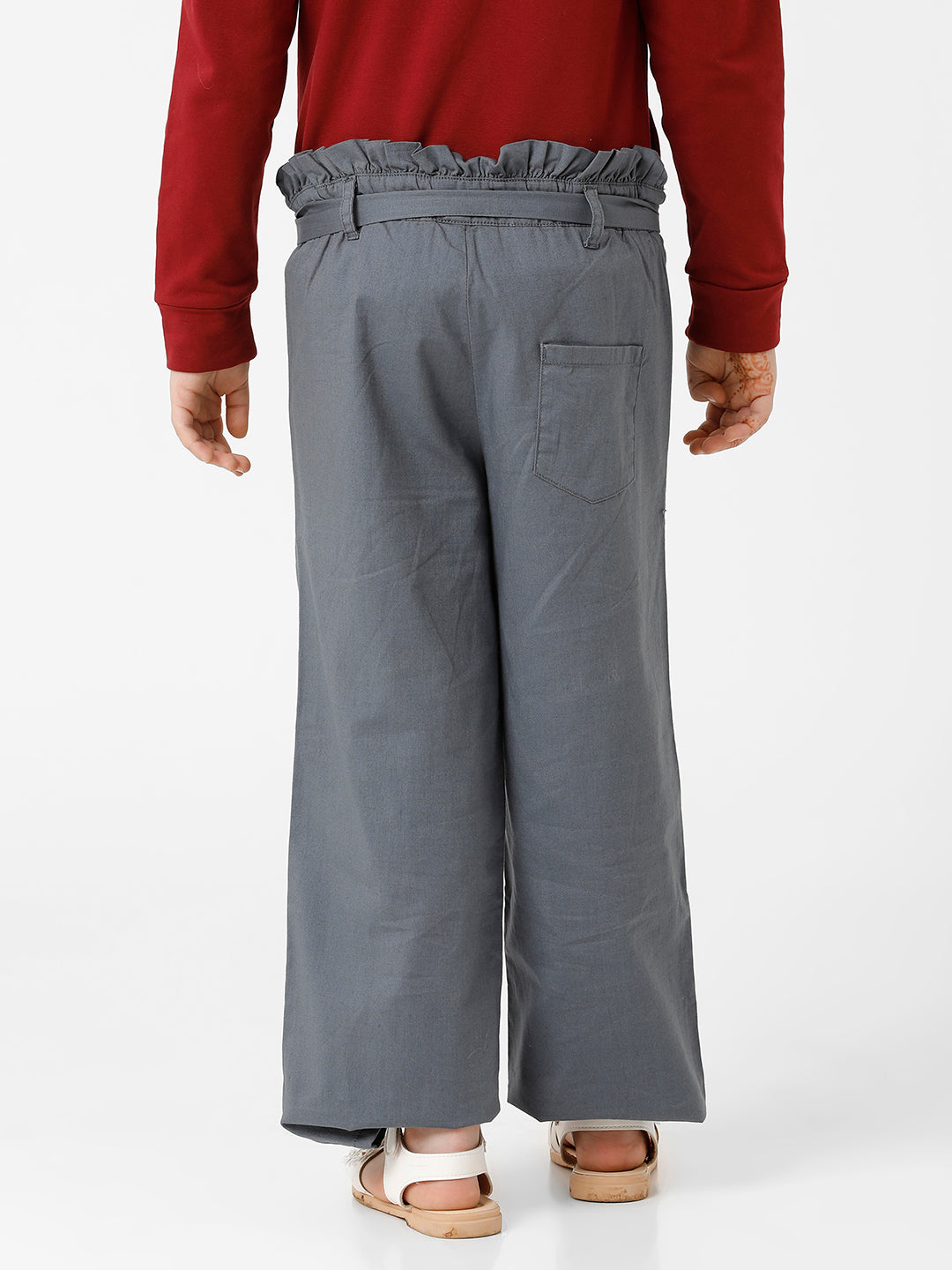 Girls High Rise Pleated Trouser
