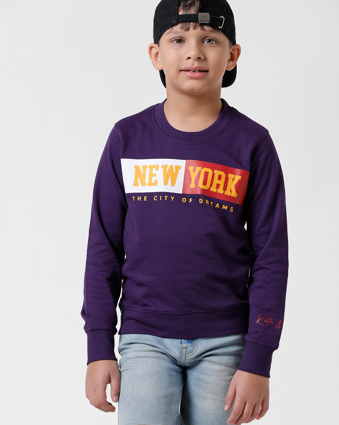Navy Blue Printed Sweatshirt