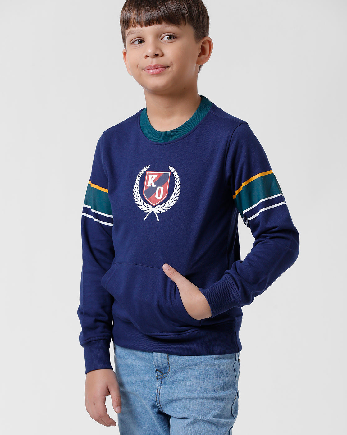 Navy Blue Printed Sweatshirt