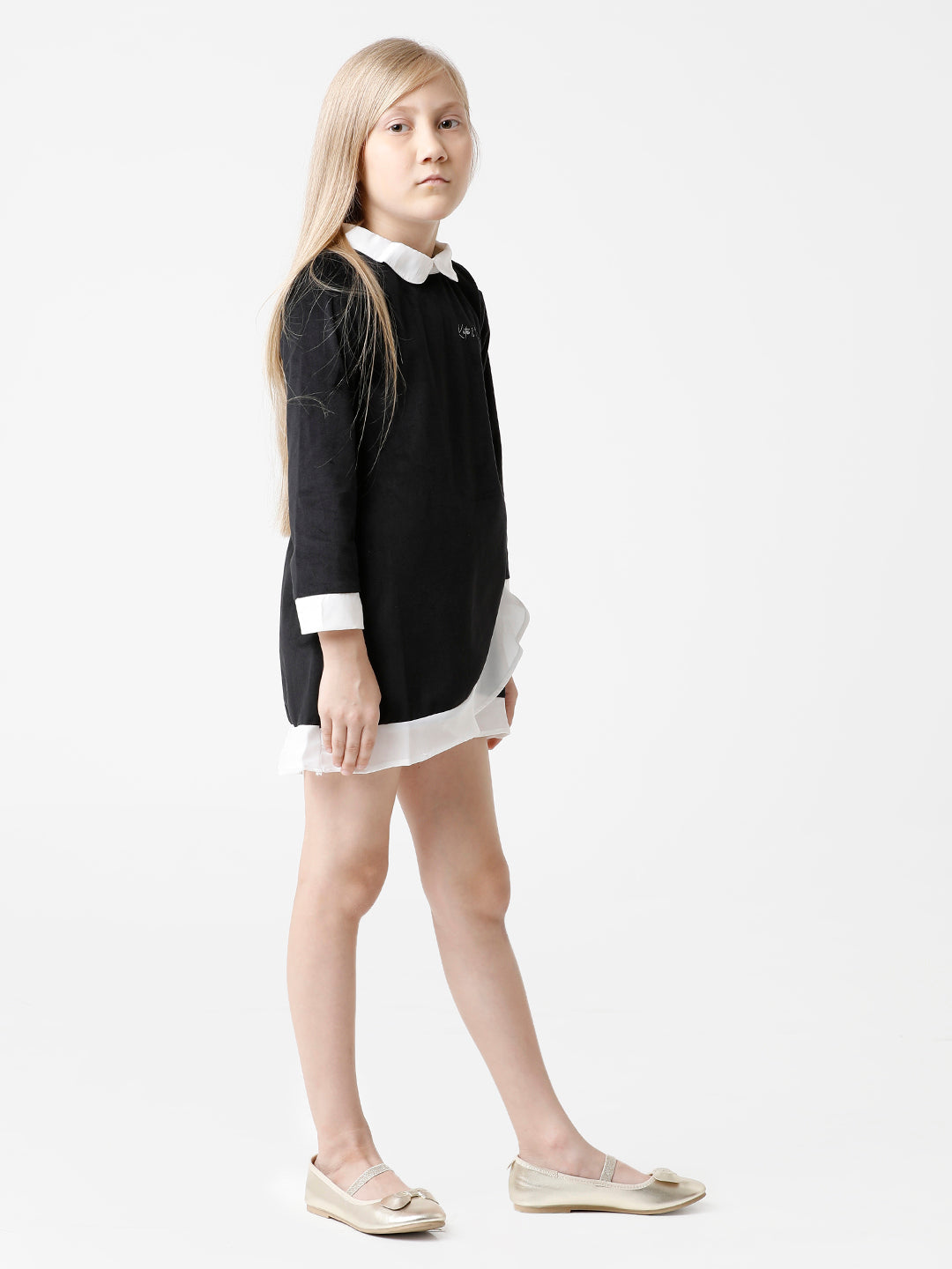 Black Velvet Dress with Flared Bottom