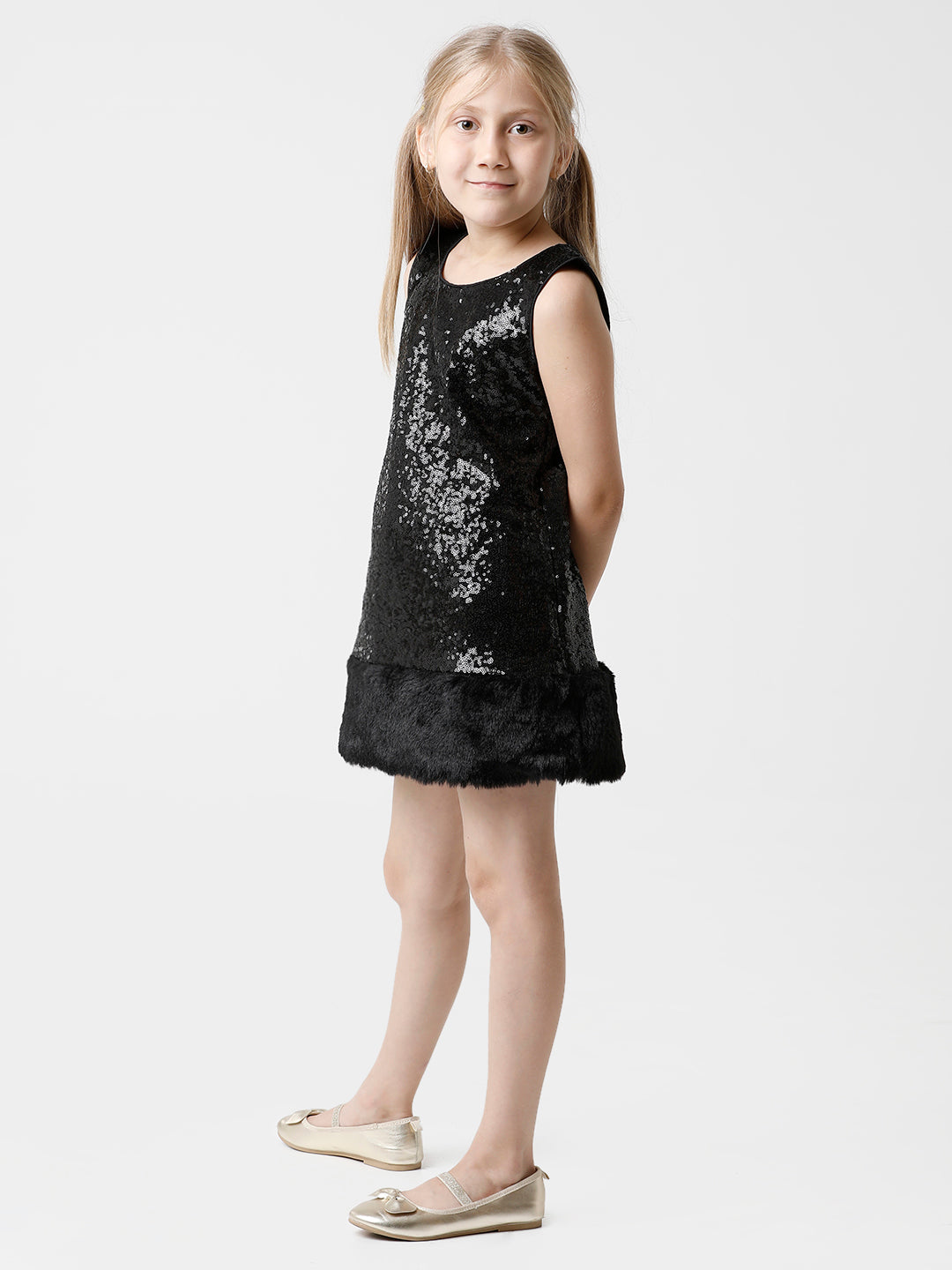 Furry Black Sequins Dress
