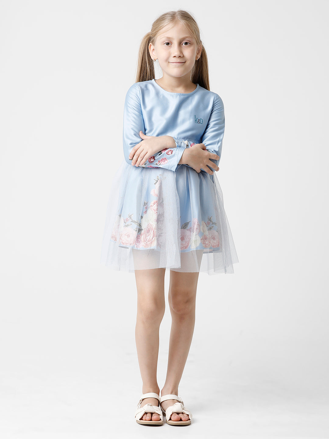 Floral Printed Blue Dress