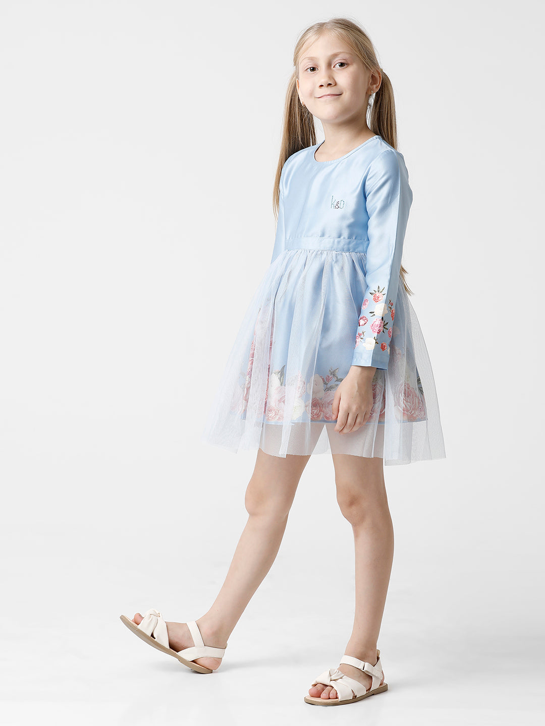 Floral Printed Blue Dress