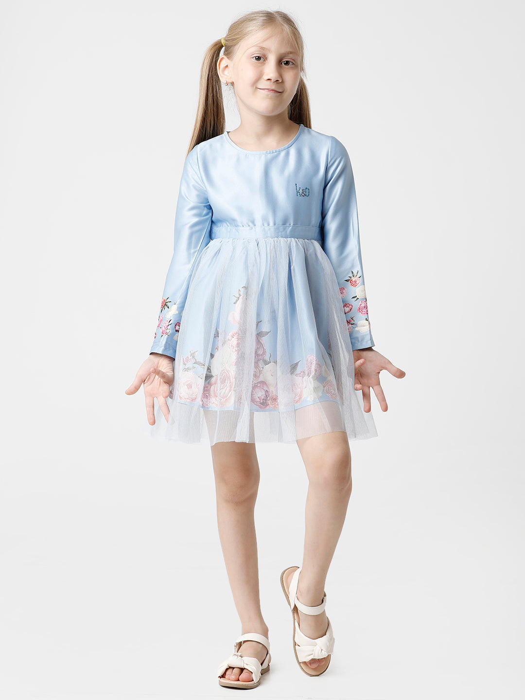 Floral Printed Blue Dress