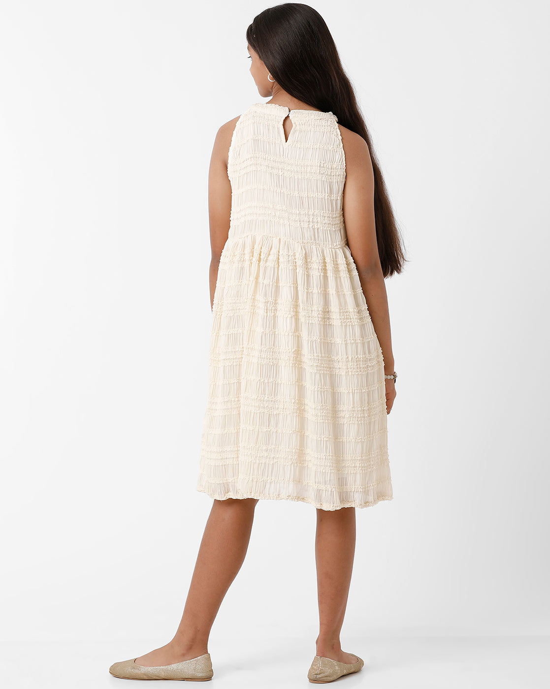 Off-White Pleated Dress
