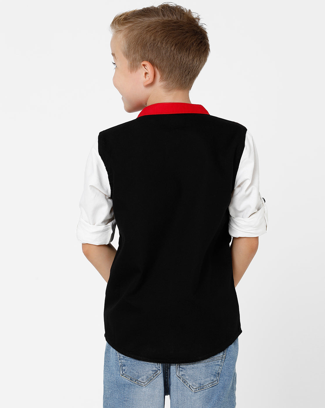 Black & Red Mandarin Collar Shirt