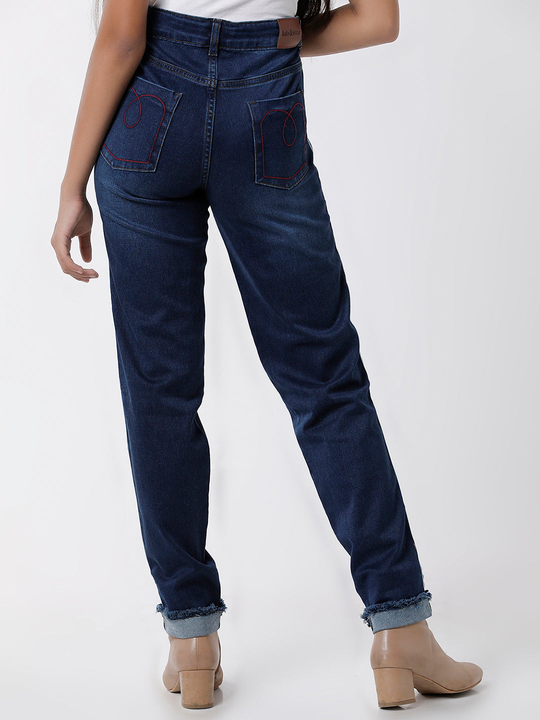 Girls Regular Fit Full Length Washed Jeans