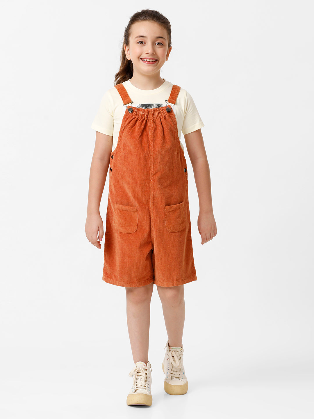 Girls Embroidered Corduroy Dungaree