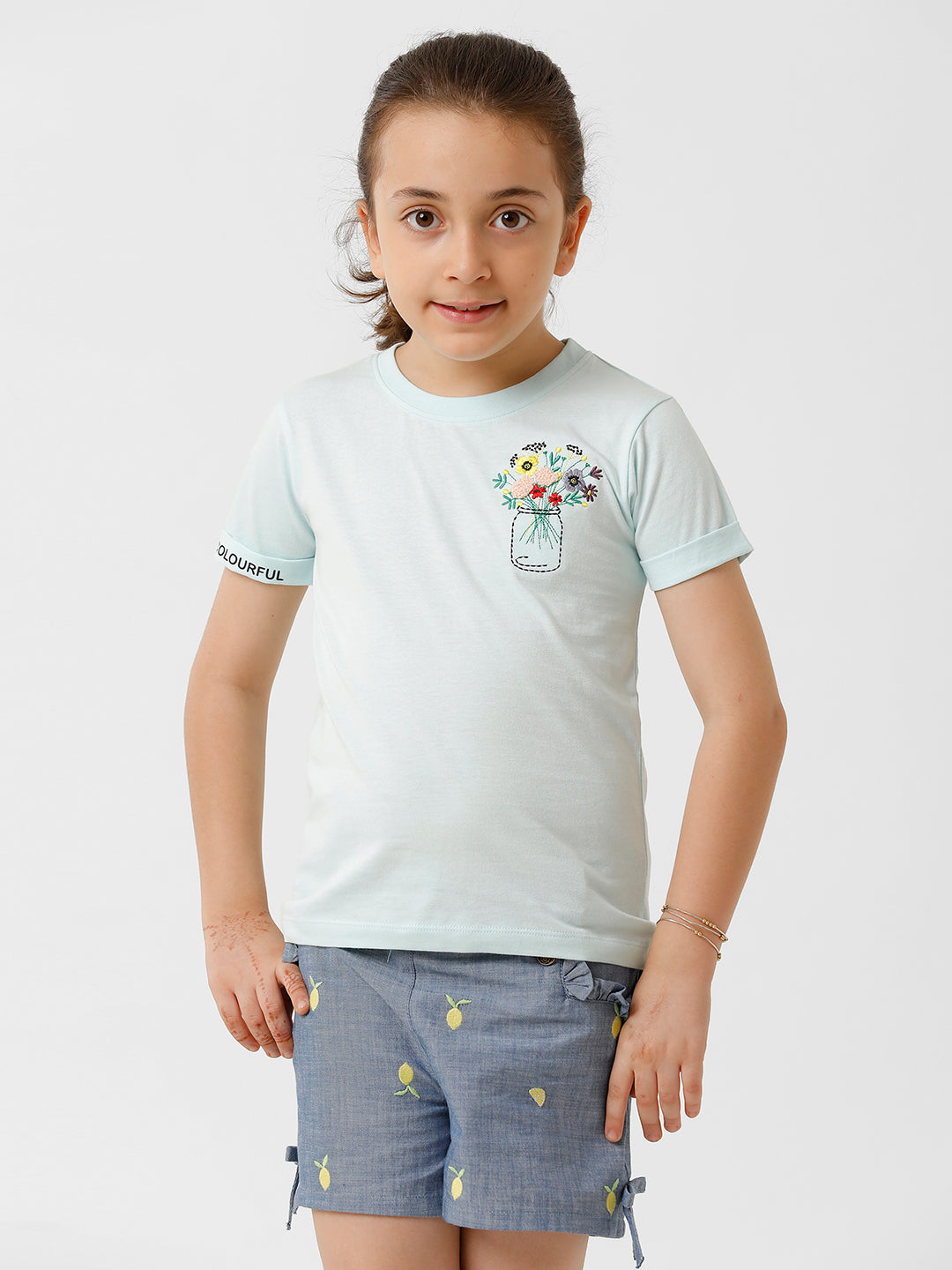 Girls Floral Embroidered T-shirt