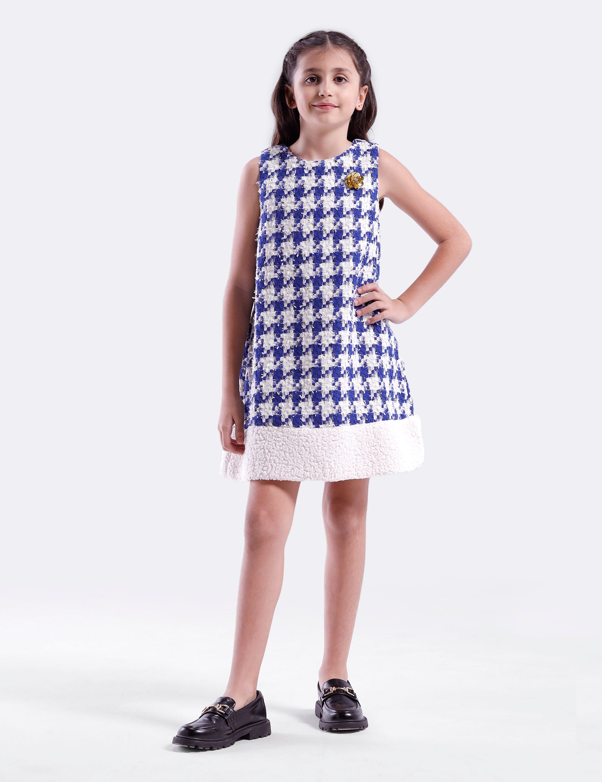 Girls Dress with fur hem panel